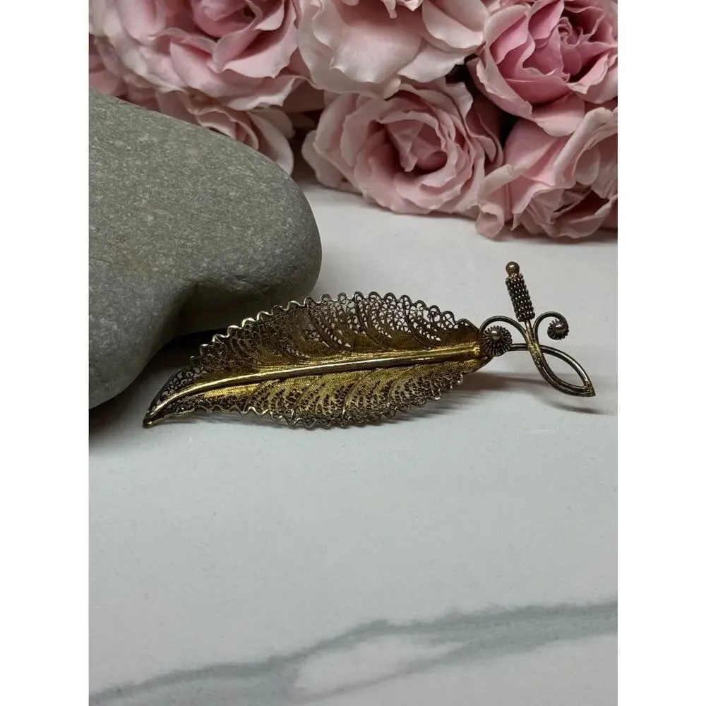 925 Sterling Silver Gold Plated Brooch